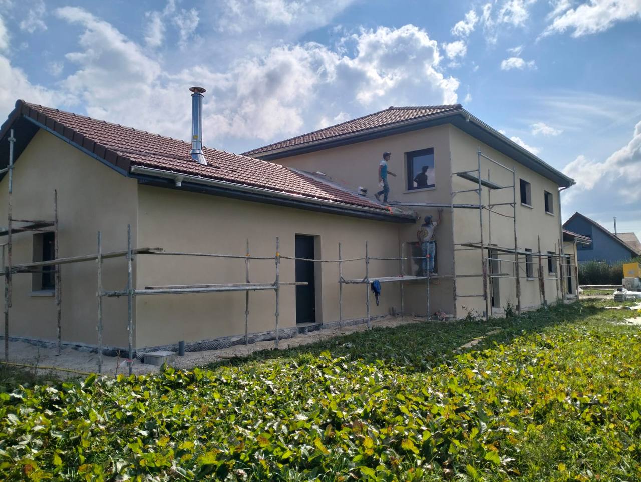 Enduit façade chantier